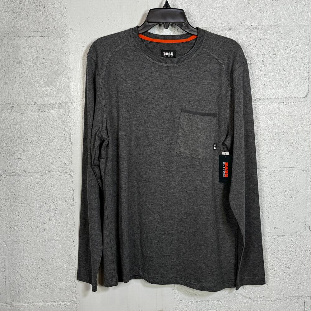 Bass Outdoor Men's Long-Sleeve Ribbed T-Shirt - Caviar Medium $49